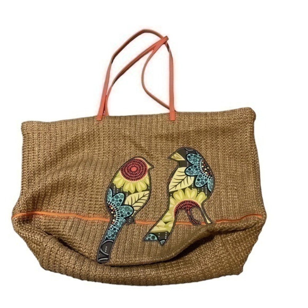 Vera Bradley Woven Straw Large Bird Tote Bag .